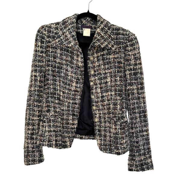 Lea Rome Women's Blazer Gray Wool Boucle France size 38 Small Twee Office Chic - Picture 4 of 8